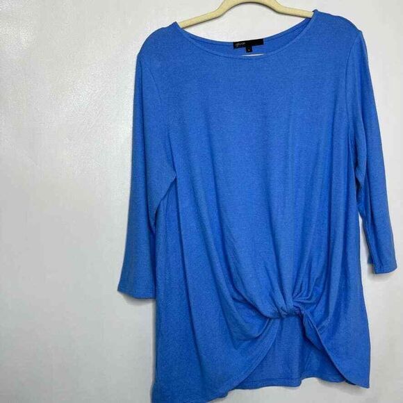Gibson Blue Twist-Front‎ 3/4 Sleeve Top Casual Chic Comfort Large - Picture 1 of 8
